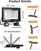 Outdoor Security Lights Motion Sensor 30W LED Floodlight IP65 2 Pack